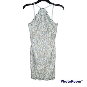 Lulus Delicate Darling beige & ivory lace bodycon mini dress small